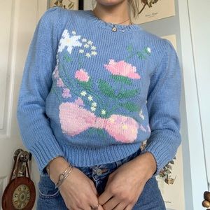 vintage blue knit sweater